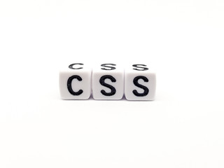 css word built with white cubes and black letters on white background