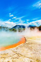 Geothermal pools in Wai-O-Tapu park, Rotorua, New Zealand.