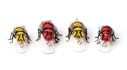 Hornet fishing lures on the white background