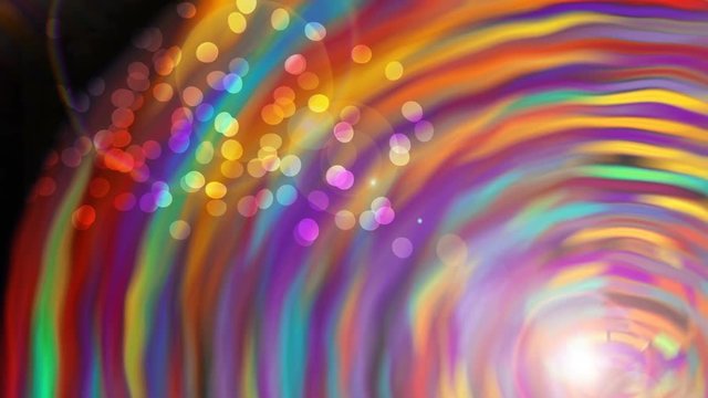 Colorful linear abstraction in the space, background with bright semicircular lines, 3d rendering backdrop