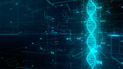 Genetic sequencing pharmaceutical research into DNA double helix manipulation molecular biology - 3D render