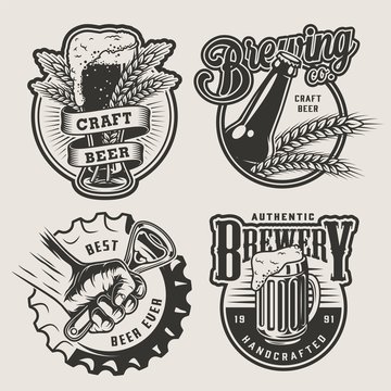 Vintage brewing emblems set