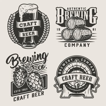 Vintage monochrome craft beer badges