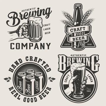 Vintage monochrome brewery prints