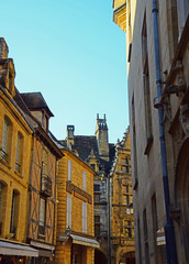 Views of the architecture of the lovely medieval town of Sarlat-la-Caneda in the Dordogne region of France
