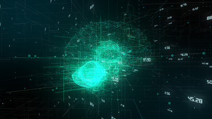 AI Artificial intelligence and Human intelligence creativity thinking - concept 3D render