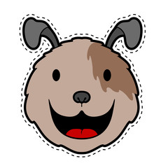 Cut dog face dotted sticker. Vector illustration design
