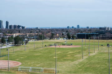 football field with a goal