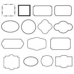 set of decorative vintage frames. set of black round and square vintage frames.