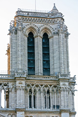 Fototapeta na wymiar Notre Dame de Paris carhedral in france right tower
