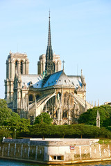 Fototapeta na wymiar Notre Dame de Paris carhedral on the la seine riverside france