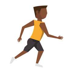 fitness man running avatar cartoon