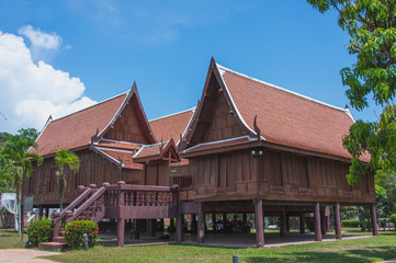 Fototapeta na wymiar Old palace , Phatthalung Thailand : Old palace is the Phatthalung governors Residence for more than one hundred years ago.