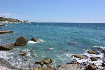 Fototapeta na wymiar View of the beach of Yalta