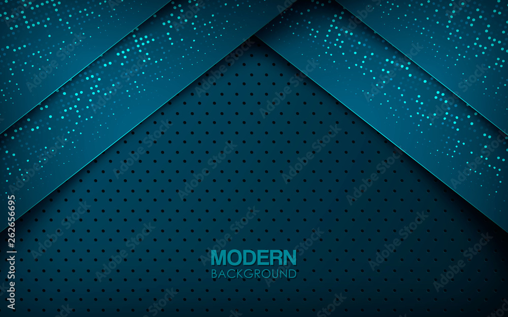 Poster dark blue abstract background with overlap layers. texture with silver glitters dots element decorat
