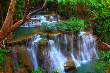 Huaymaekamin Waterfall, Kanchanaburi Province Thailand.