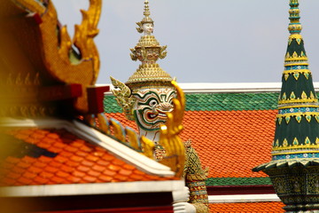 Fototapeta premium Statue of Demon in Ramayana literature at Temple of the Emerald Buddha.