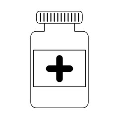 Medicine bottle medical healthcare symbol in black and white