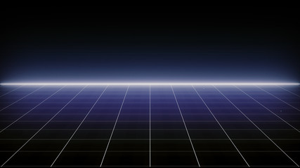 Retro Sci-Fi Background Futuristic Grid landscape of the 80`s. Digital Cyber Surface. Suitable for design in the style of the 1980`s
