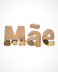 Background image celebrating mothers day, illustration mothers day 2019, , written in the Portuguese language of Brazil.