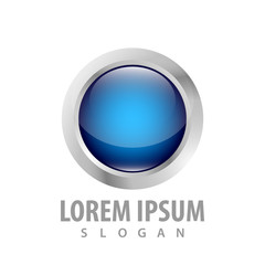 3d blue circle button concept design. Symbol graphic template element vector