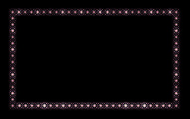 Colorful rectangle frame with stars on the black background