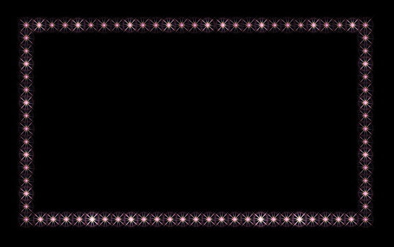 Colorful rectangle frame with stars on the black background