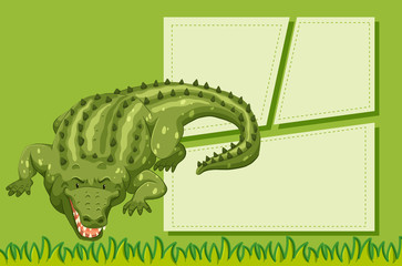 A crocodile on note template
