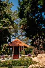 Pavilion in garden Truc Lam Da Lat Zen Monastery - Vietnamese buddhist temple - Dalat