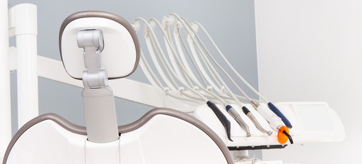 Dental tools, instruments and accessories used by dentists in stomatology office