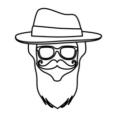male face with tophat hipster style