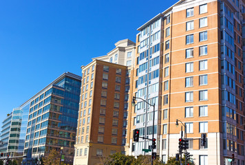 Modern buildings in downtown of Washington DC, USA. Urban architecture of US capital.