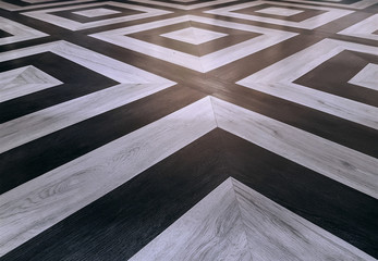 Background of Perspective Wooden Texture Black and White Square Pattern Floor