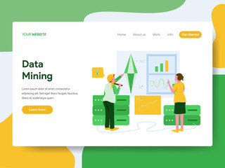 Landing page template of Data Mining Illustration Concept. Modern Flat design concept of web page design for website and mobile website.Vector illustration