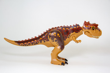 Dinosaur, Plastic Toy Animal isolated on white background.
