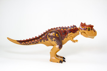Dinosaur, Plastic Toy Animal isolated on white background.