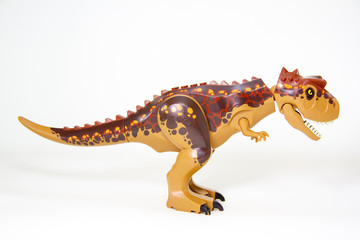 Obraz premium Dinosaur, Plastic Toy Animal isolated on white background.