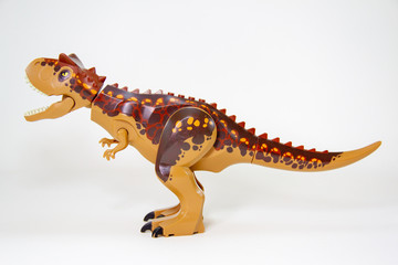 Dinosaur, Plastic Toy Animal isolated on white background.