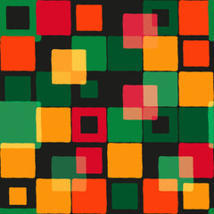 Seamless grunge pattern with multicolored squares