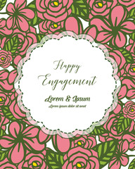 Vector illustration wreath frame for various card of happy engagement