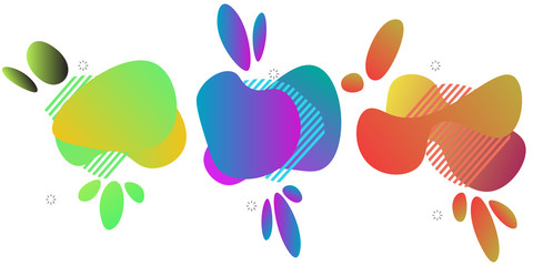 Set of liquid color abstract geometric shapes with Modern Fluid gradient elements for minimal banner, logo, social post,background. Futuristic trendy dynamic elements vector