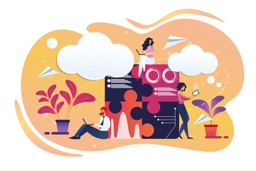 Businesspeople Male and Female Characters Working.