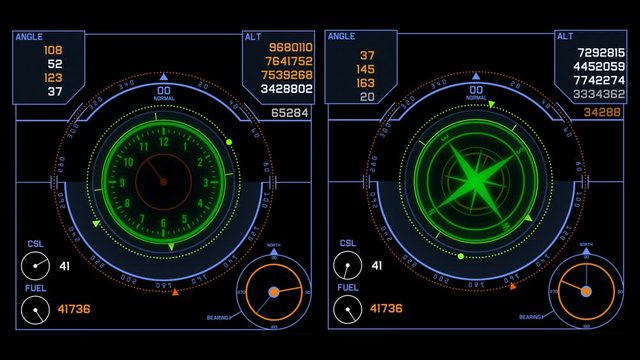 4k Radar GPS signal tech screen display;future science sci-fi data computer game navigation dashboard HUD technology interface background.