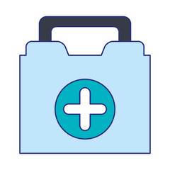 Medical first aids suitcase symbol blue lines