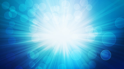 Blue and White Blurred Lights Background with Rays