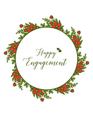 Fototapeta na wymiar Vector illustration leaf flower frame for greeting card template of happy engagement