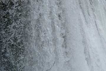 Waterfall, jets, spray of water.
