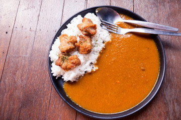 Curry rice with fried chicken