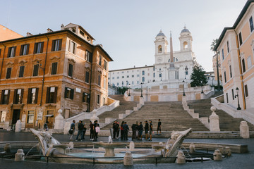ROME, ITALY - 12 SEPTEMBER 2018: The Spanish steps and the Roman fountain in Hersonissos