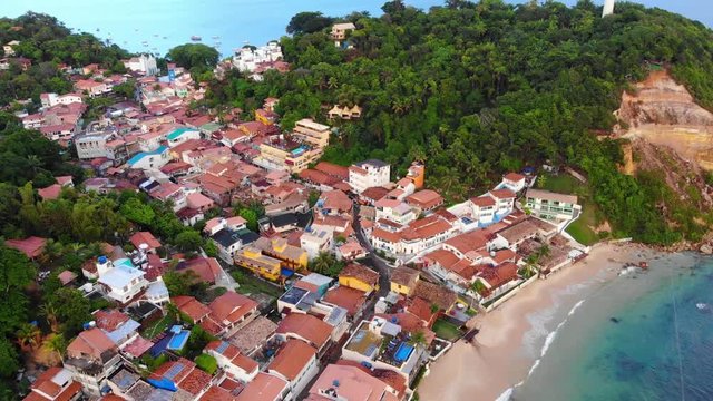 Morro de S&atilde;o Paulo first beach Drone moving down 4k